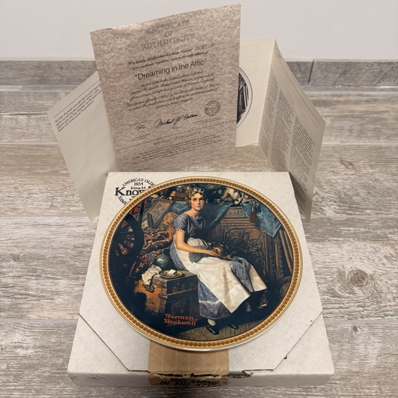 Norman Rockwell Other - Norman Rockwell Limited Edition Collectors Plate DREAMING IN THE ATTIC COA + Box